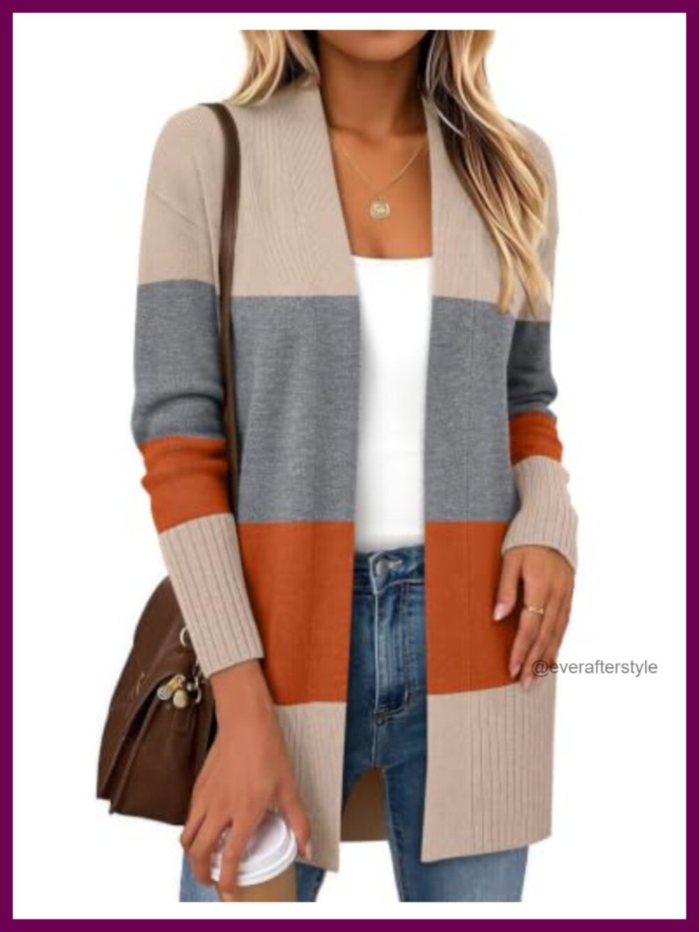 Zeagoo Women Open Front Cardigan Long Sleeve Knit Loose Fit Sweater Acrylic